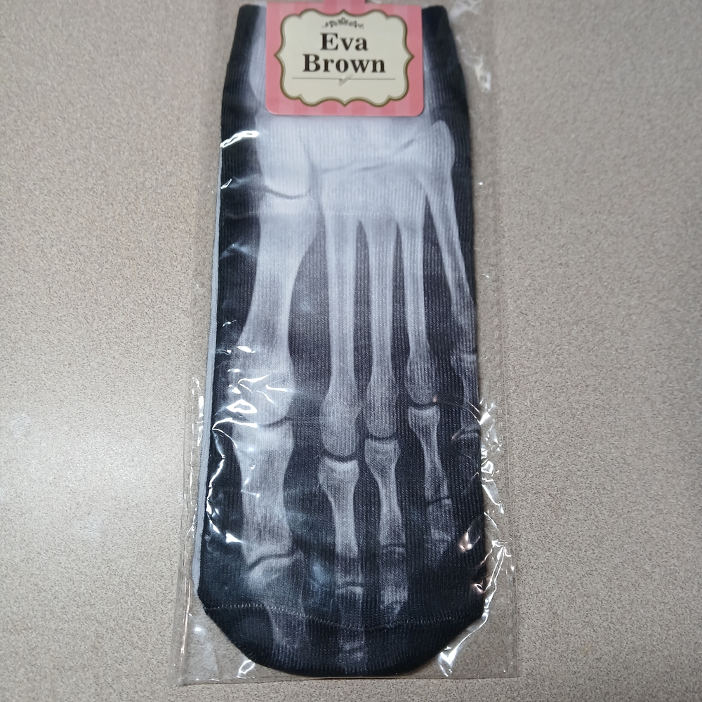 Skeleton Print Women's Socks - Black and White